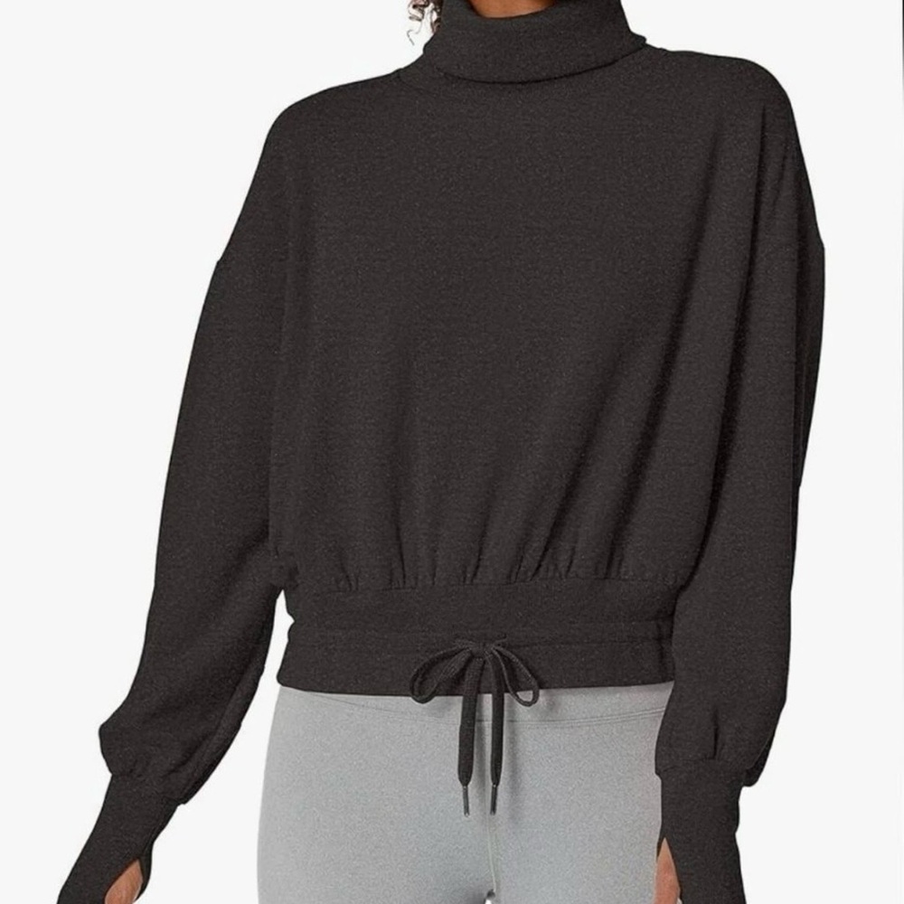 Sweaty Betty Black Turtleneck Drawstring Hem Sweater - Picture 2 of 3